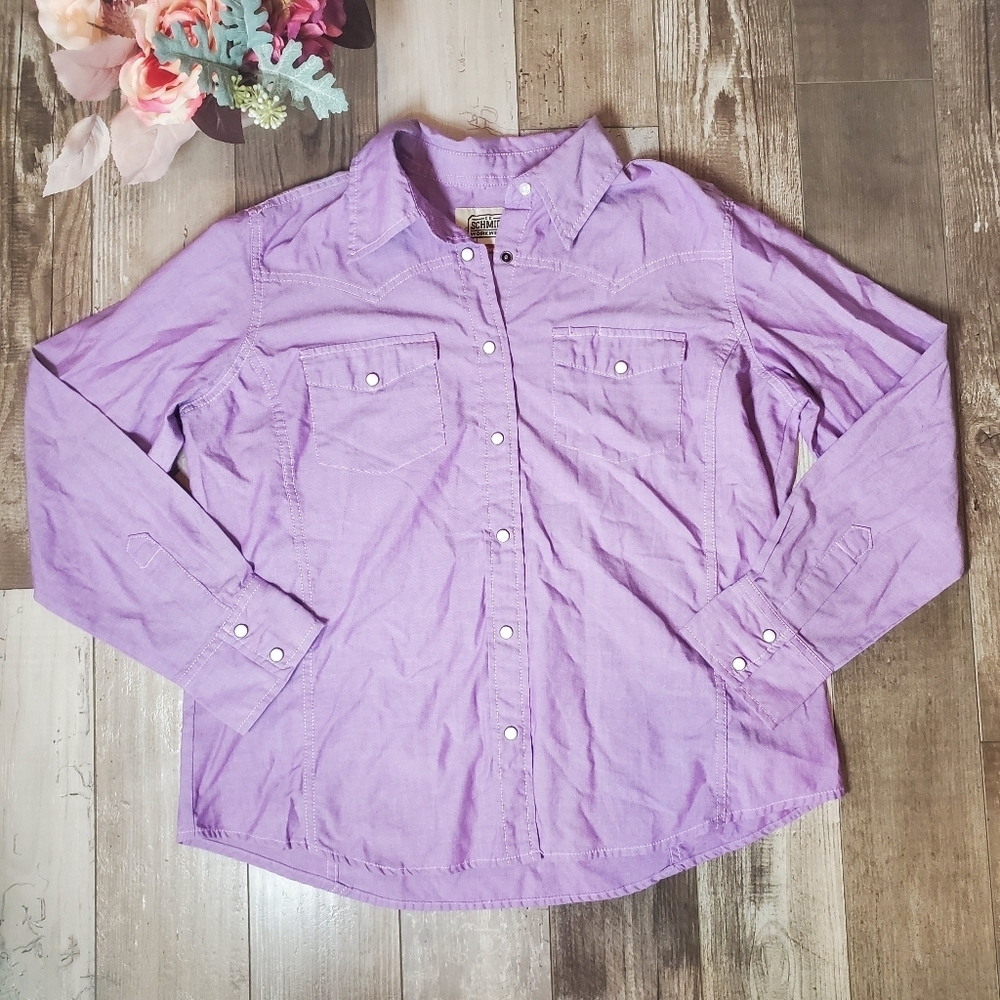C.E.‎ Schmidt Workwear Purple Snap Button Collare… - image 14